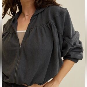 AERIE SOFT LIFE ZIP SWEATSHIRT~SIZE MEDIUM Smoked Gray